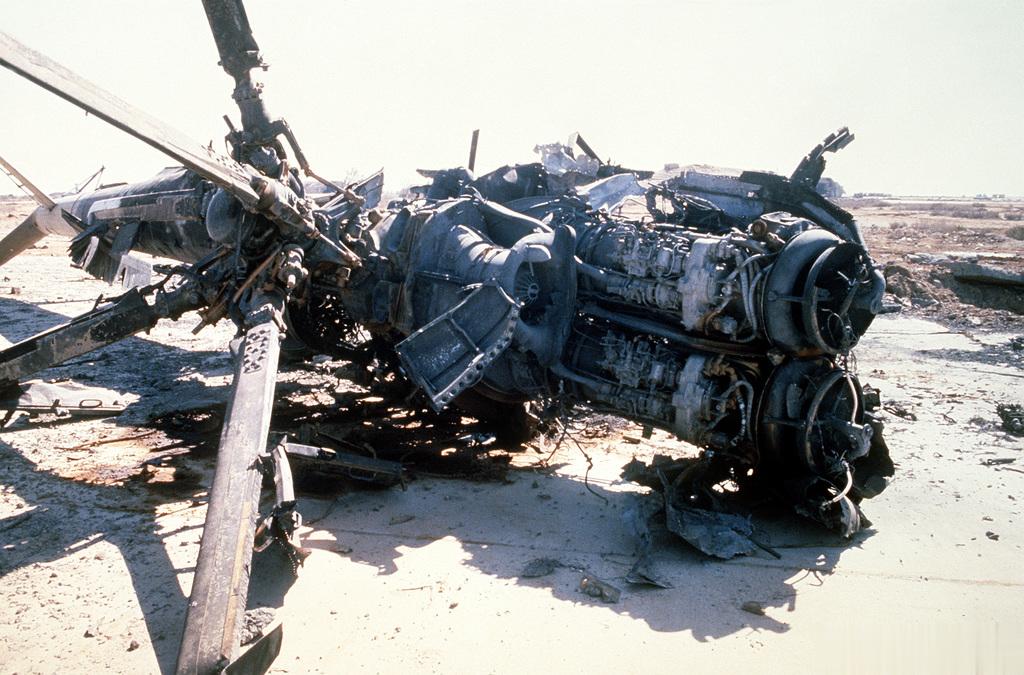 91年海湾战争被盟军击毁在地面的部分伊拉克航空器：图1-4，米8，图5-7，米格
