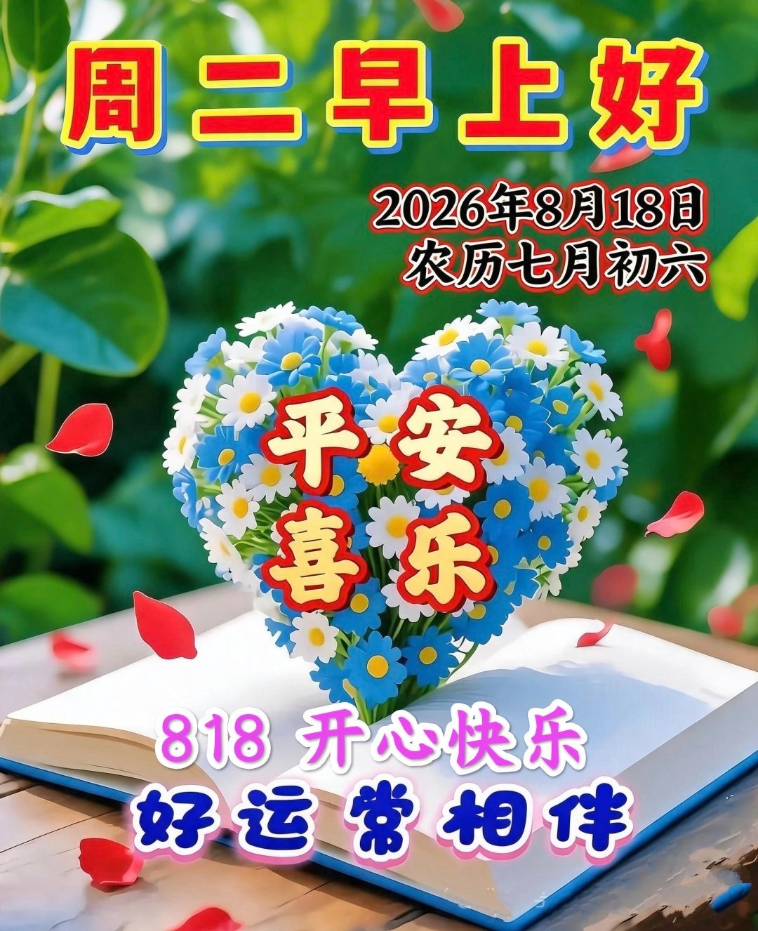 💞໑ຼ0໑ຼ6.8.18.七月初六💕🌺周二愉快, 福寿安康🌸✍🏻人生的