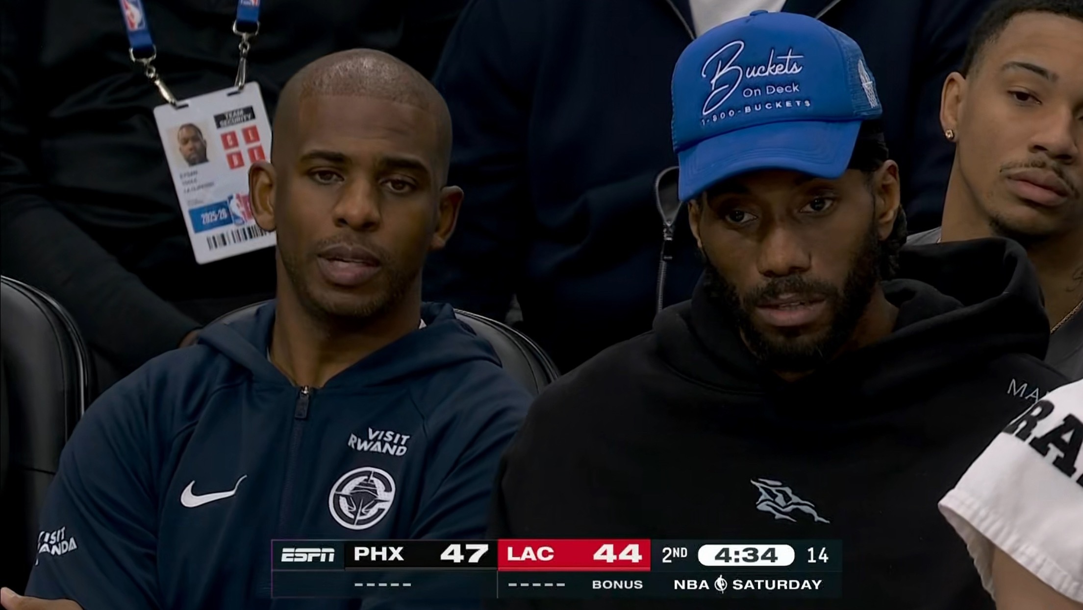 伦纳德受伤，卢指导今天轮换把克里斯蒂拿了进来，又抡了哈登40分钟，柯林斯打最长的