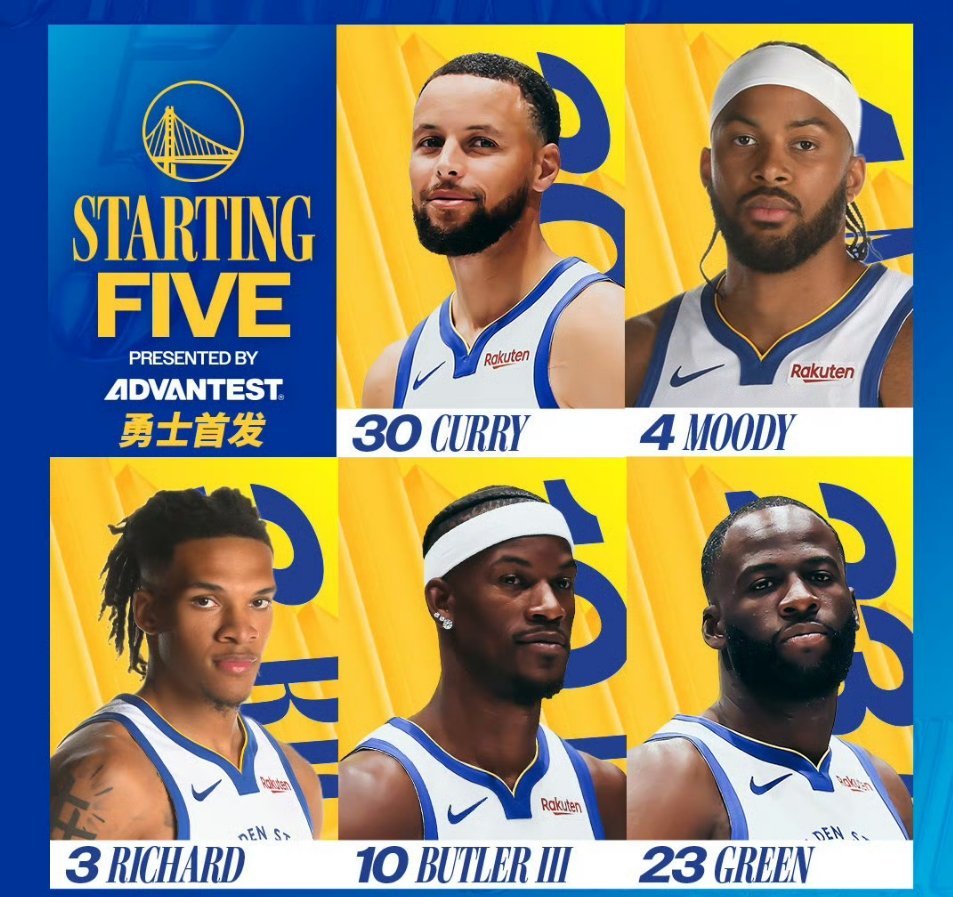 科尔赛后说，下一场与马刺队的比赛，将沿用同样的首发阵容。 库里、理查德、穆迪、巴