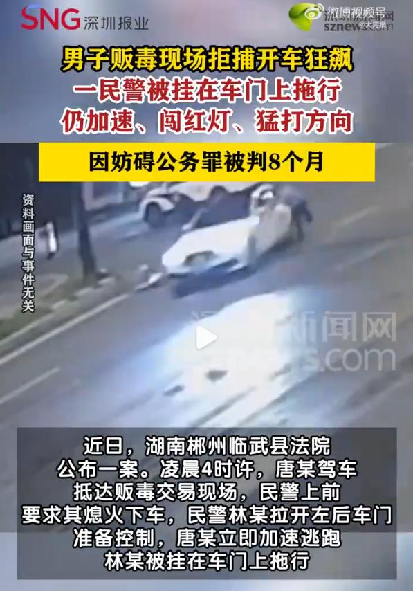 凌晨缉毒现场民警被拖行百余米，嫌犯仅判8个月引众怒：法律在保护谁？

据大河报9