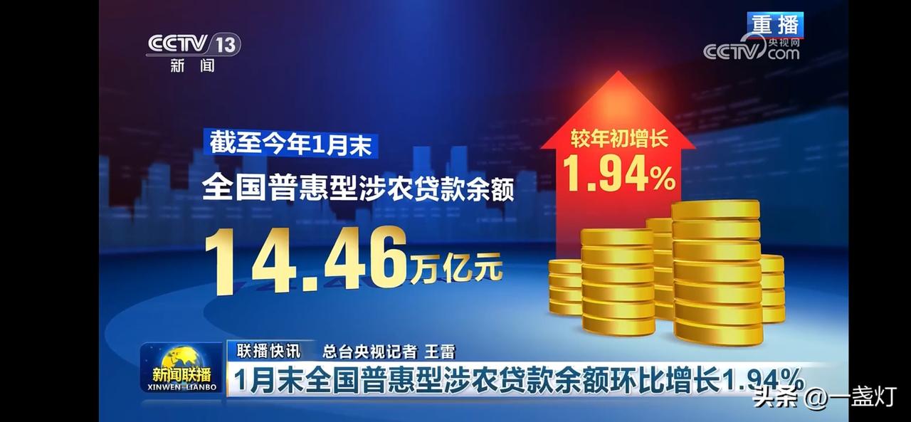 全国普惠型涉农贷款余额增至14.46万亿元，同比增长1.94%，助力农业发展！