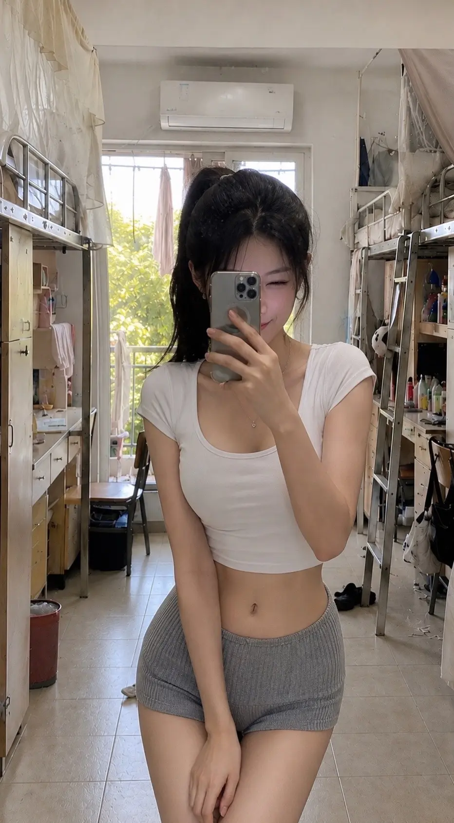 这身要是穿出宿舍，会被人说太“辣”了吗？平时上课都不敢这么穿，今天在宿...