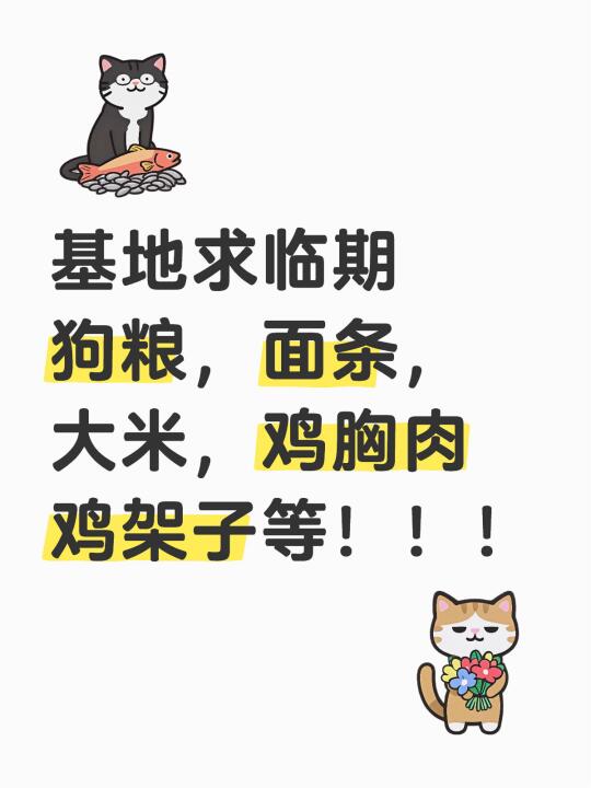 基地急求临期狗粮面条大米等！