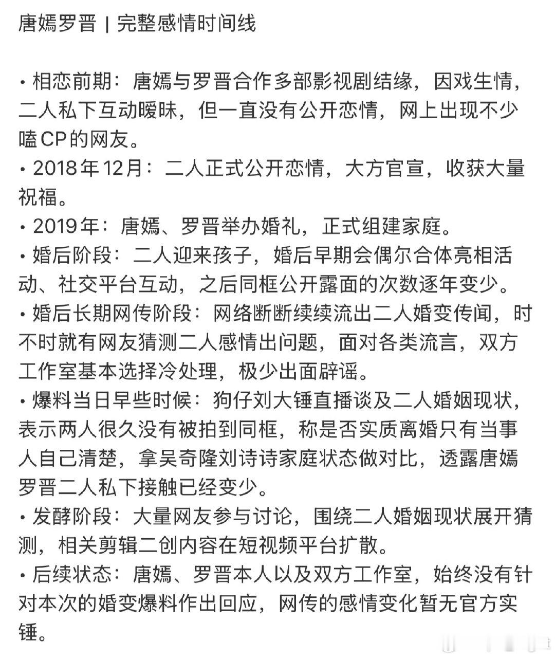 唐嫣罗晋感情时间线唐嫣罗晋时间线 唐嫣罗晋感情时间线，来看看曝唐嫣罗晋私下接触不