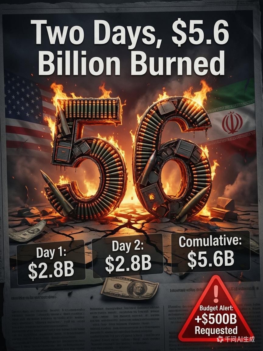 两天烧掉56亿，然后呢？

仗打了没几天，账本先递上来了。

路透社3月10日的