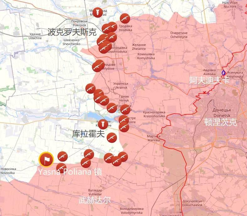 俄罗斯国防部声称完全占领乌克兰顿涅茨克地区的Yasna Poliana镇。我确认