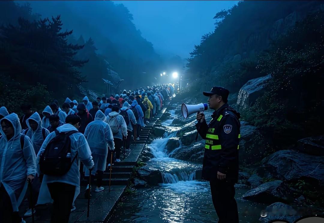 节假日出游还需看好天气，你看看这泰山游的，都游进厕所了，糟心吧！