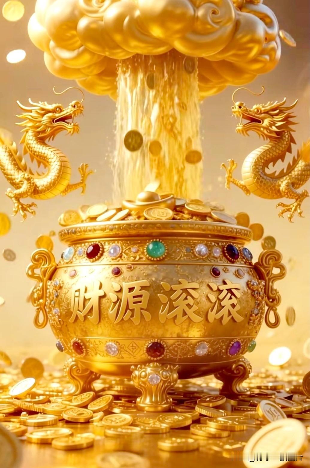 双龙守财，盆满福来。