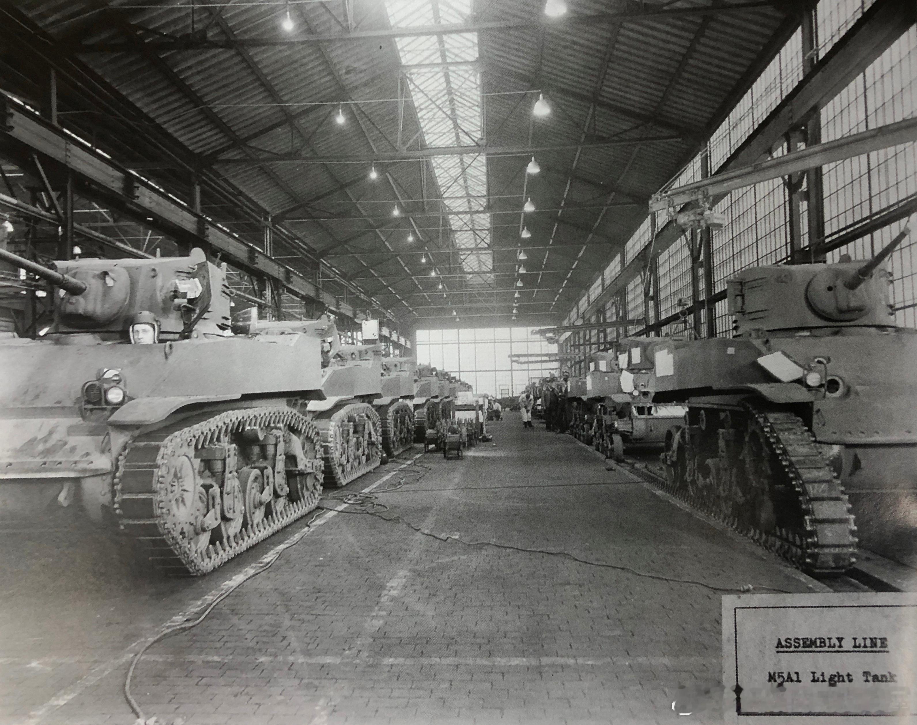 M5A1轻型坦克生产线，共生产6810辆军事历史全触达