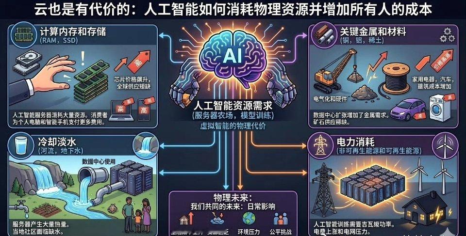 AI特别消耗淡水资AI除了海量耗电，还是隐形耗水大户，高密度服务器运行发热量极高