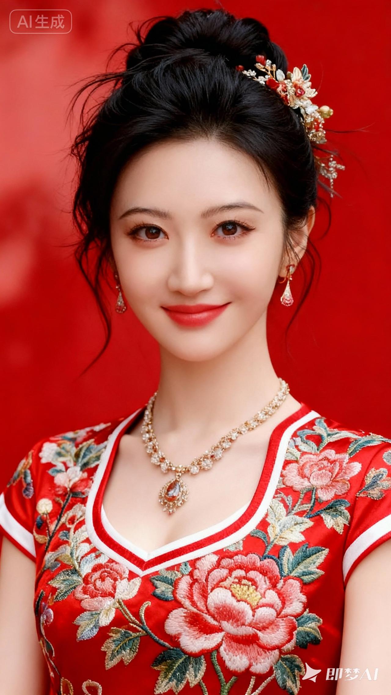 优雅红衣美人，传统与现代的完美融合