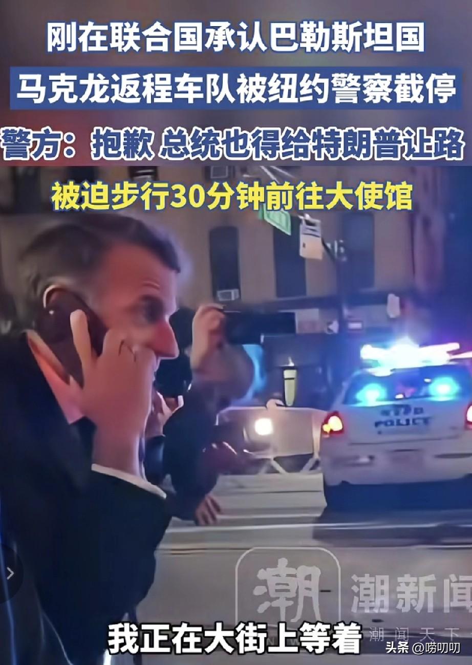 要论背后搞小动作，
谁都比不上特朗普！
纽约街头给马克龙来了个下马威，堂堂法国总