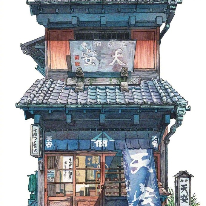 插画师乌尔巴诺维斯画笔下的东京老铺子 