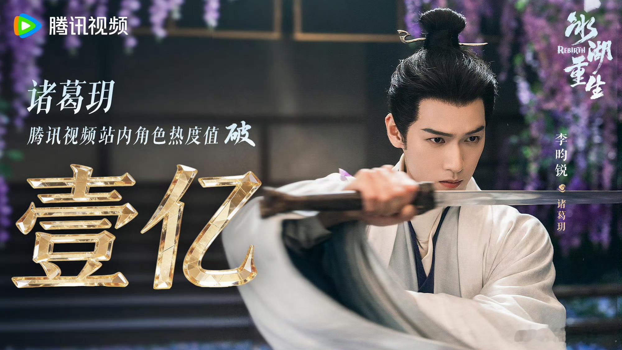 恭喜李昀锐诸葛玥站内角色热度值破1亿，是小林第二个热度破亿的角色，好亮眼的成绩，