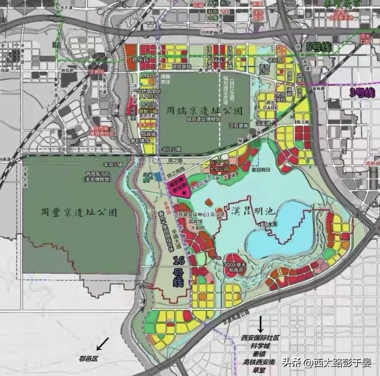 昆明池的“慢”，恰恰藏着西安最大的野心。

这张规划图，你会看到一座城市对水系的