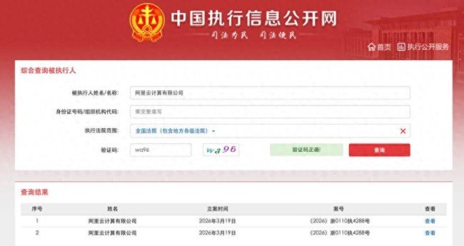 【阿里云首次被列为被执行人，阿里云被执行金额210.6万元】据中国执行信息公开网