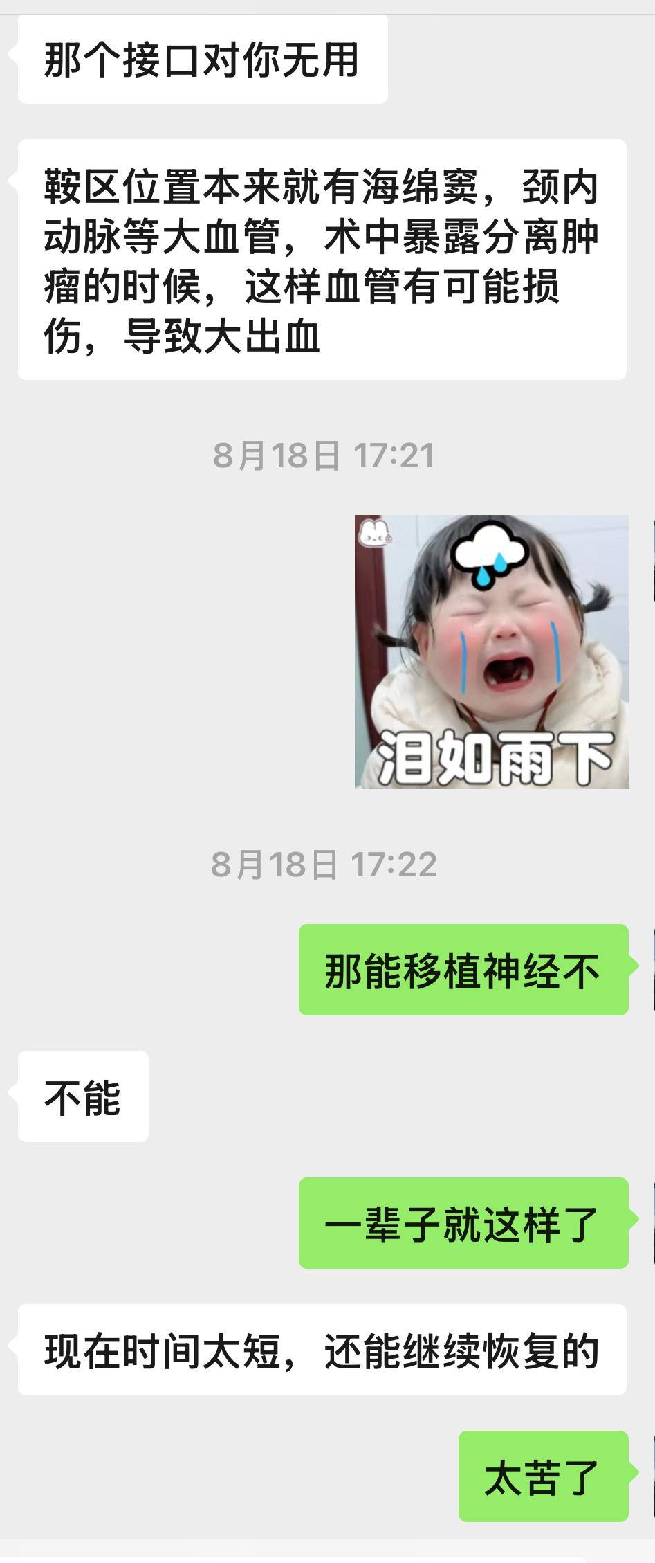 我垂体瘤手术一年了，非常期望目前有一个新的医疗方式治疗我的病。

我开始疯狂的关