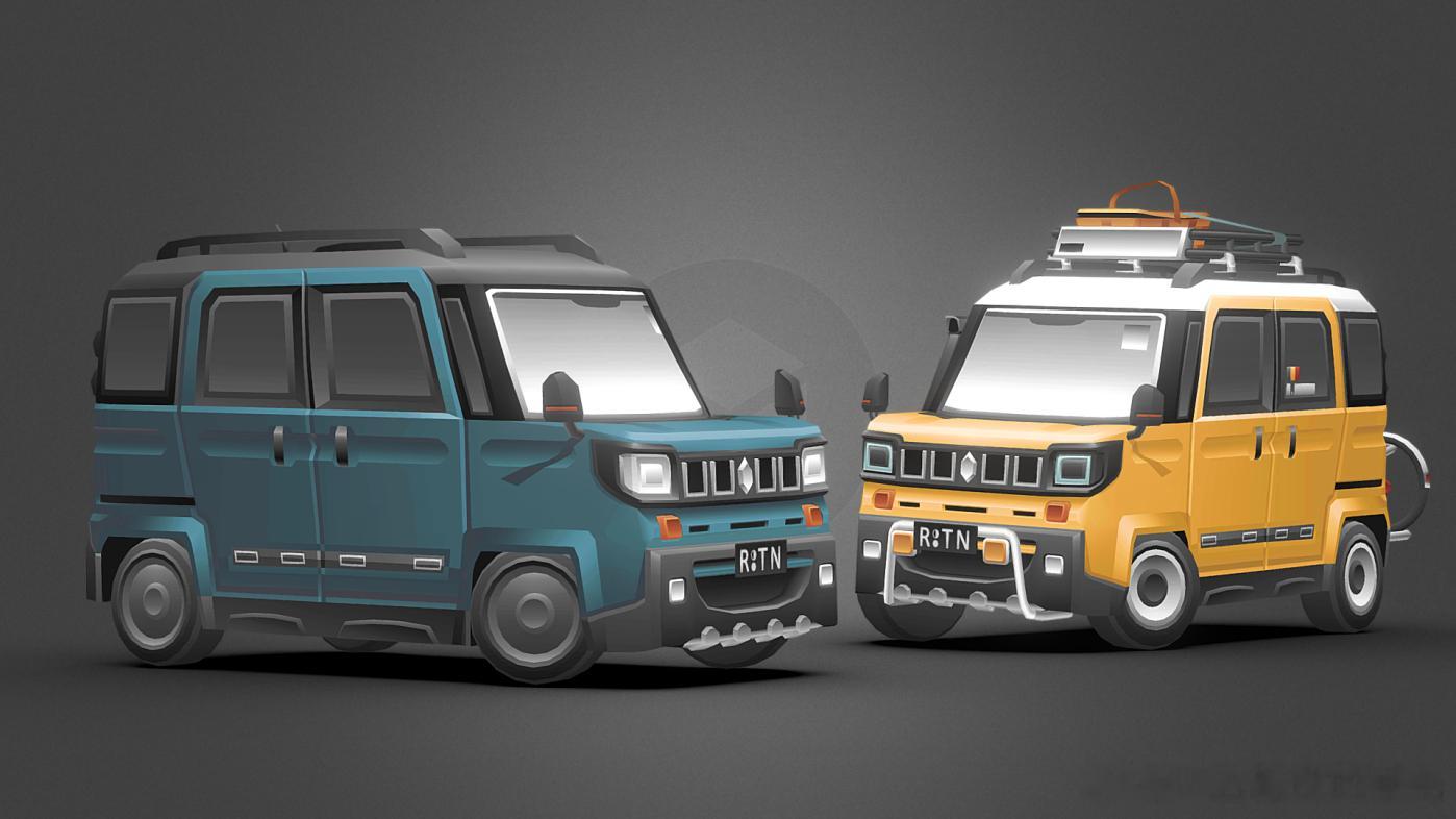 载具美术设计分享一台很有趣的铃木kcar，图5图6附上原型美术风格来自驾车远行-