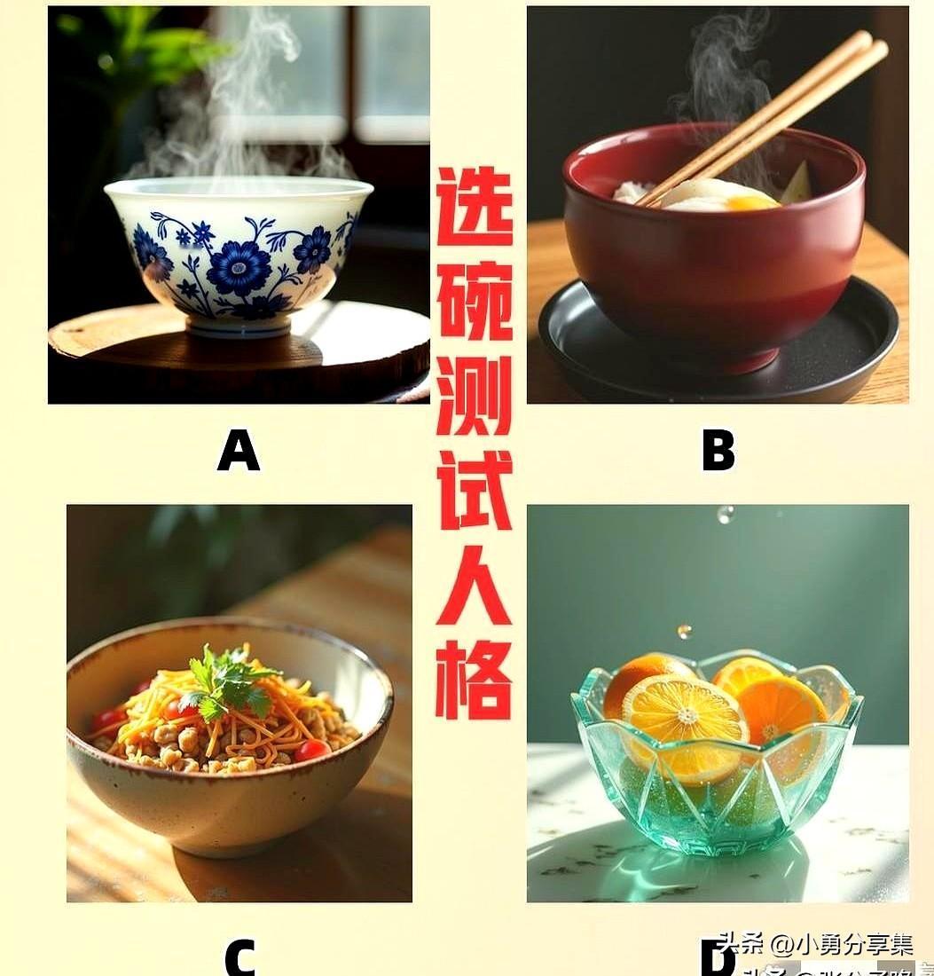 刷到个帖子，几张图晒出四个漂亮的碗，让人凭直觉挑一个，号称能测出什么“礼物人格”