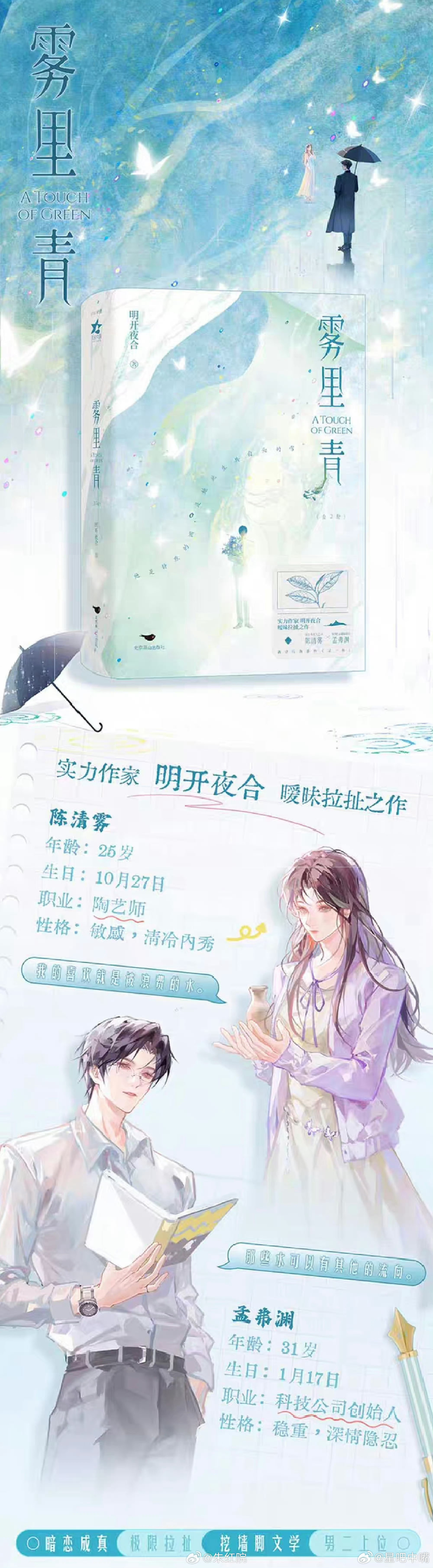 🍉爱奇艺都市剧《雾里青》主演阵容：李现、张婧仪、常华森、刘小北、何润东、苏棋导