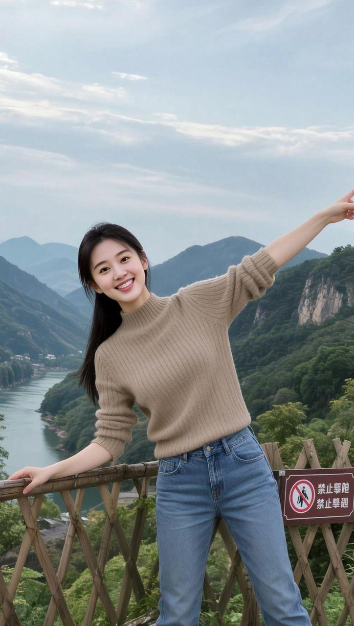 AI山景生活照 抖音ai创作 农村生活记录 攀山