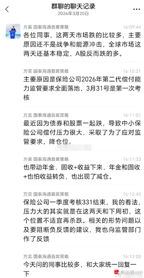 看到一个观点，说这两天大跌的原因，据说是一些机构（保险资金、固收+等）面对3月3