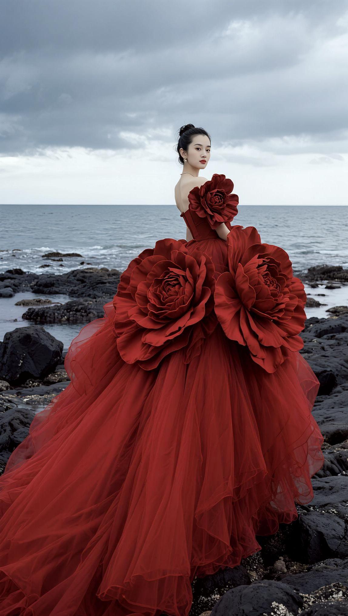 AI红裙氛围感写真 抖音ai创作 抖音玩法合伙人计划。