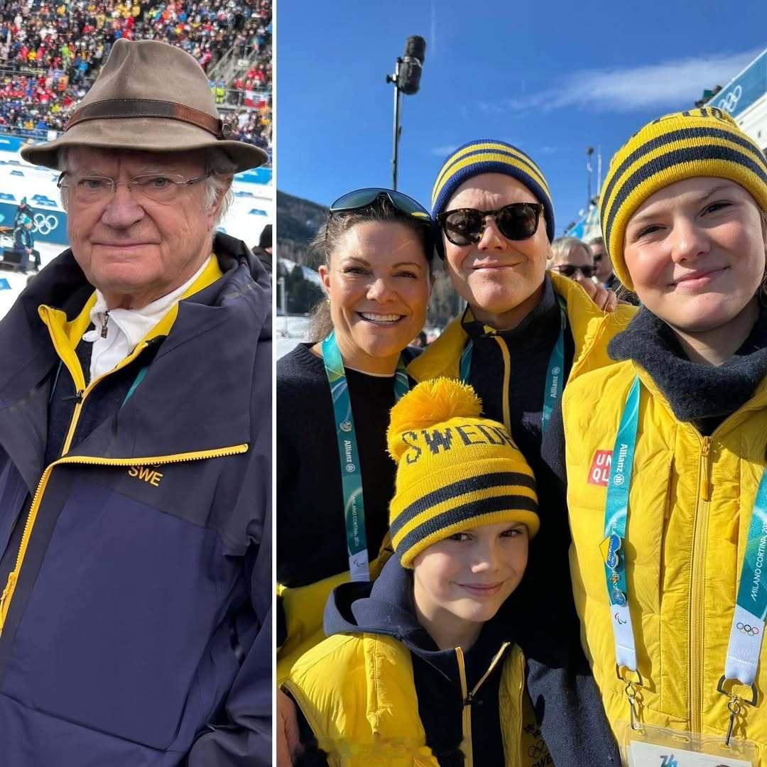 2.22 瑞典王储维多利亚公主一家在米兰冬奥会观看女子50公里古典式越野滑雪比赛