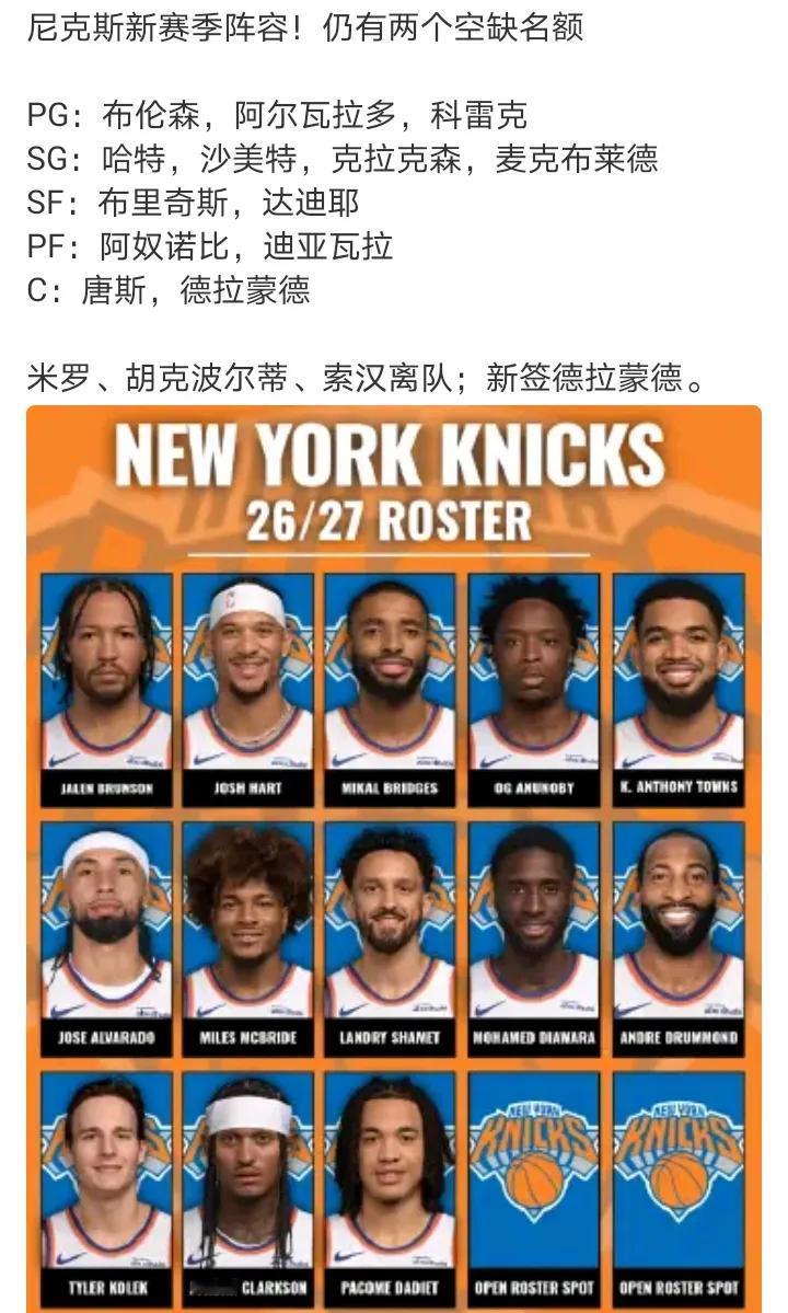 其实尼克斯替补挺烂的
主要是首发太猛，还是五头驴
三四号位没有的替补，全指望大桥