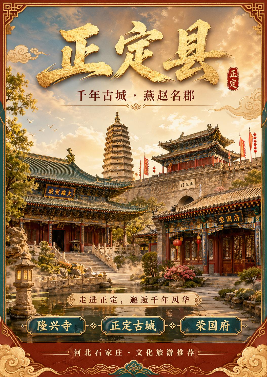 走进正定，看古城烟火，品燕赵文脉，在一砖一瓦间遇见千年风华。

正定县，古称真定