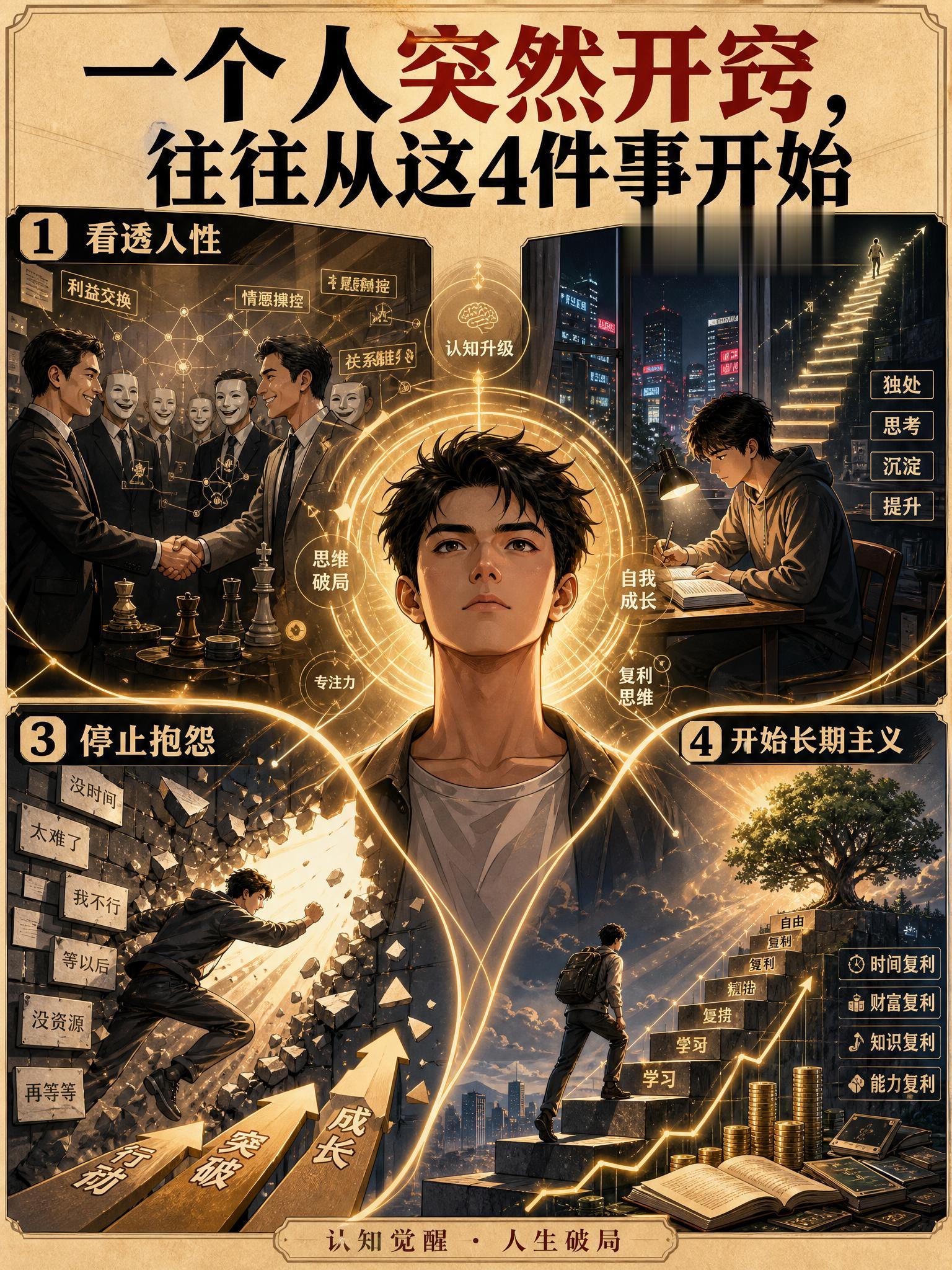 一个人突然开窍，往往从这4件事开始。真正让一个人突然开窍的，往往不是吃...
