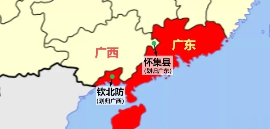 长知识了！！！原来从明朝开始，直到新中国成立初期，广西都是内陆省，没有海岸线和出
