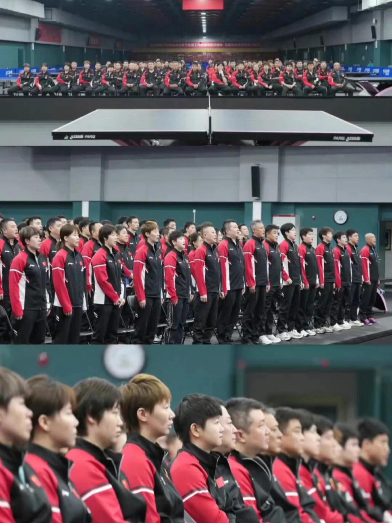 今天观看直播的漂亮小孩，王曼昱孙颖莎两姐妹坐在一起，太板正了！
国乒所有人都穿队