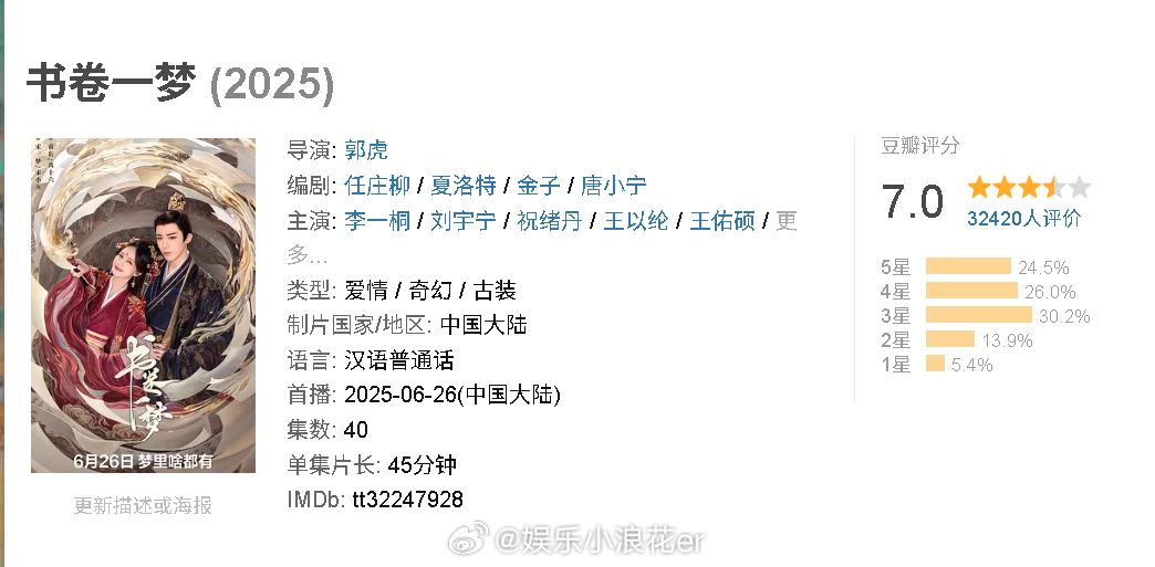 书卷一梦豆瓣开分7分 你觉得高了低了？ ​​​