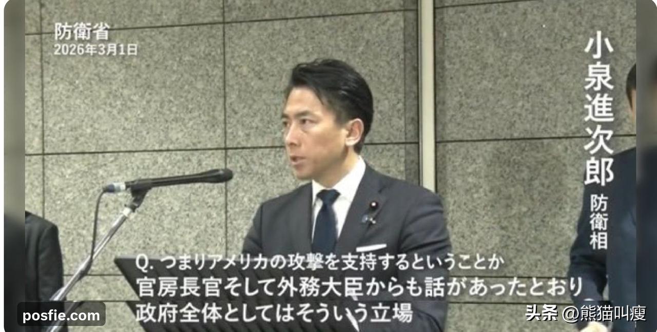 这可是你自己说的哦？“日本迅速表达支持美国对伊朗进行的空袭”，日本防卫相小泉今天