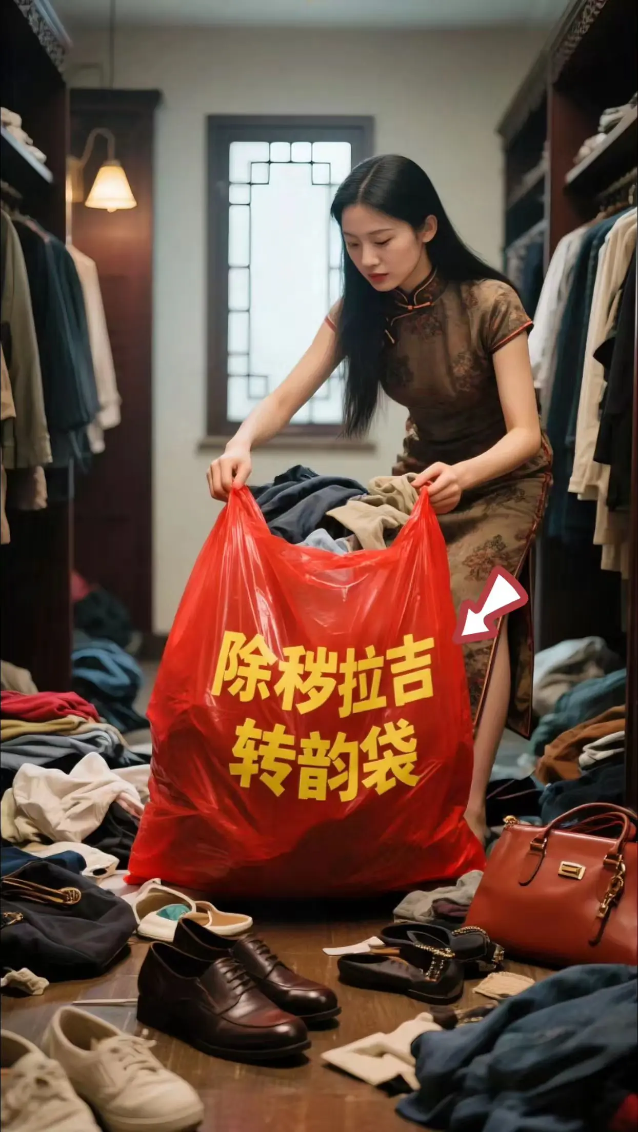 楼道拐角，红色垃圾袋鼓胀笨拙，爷爷奶奶弓背码进旧日鞋 —磨破的千层底留...