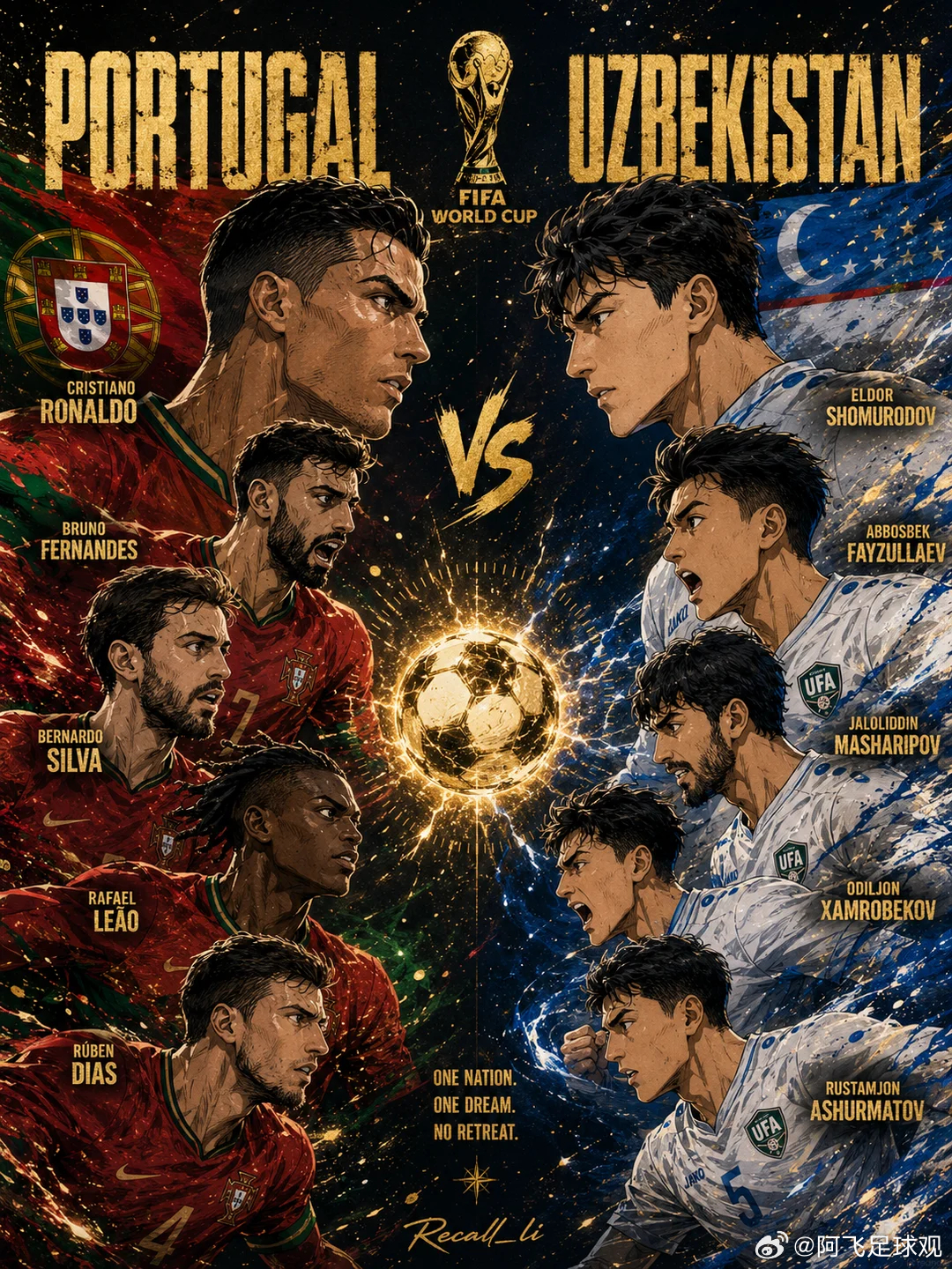 第一场先热热身！045 世界杯葡萄牙vs乌兹别克斯坦开球：葡萄牙🇵🇹走位：角