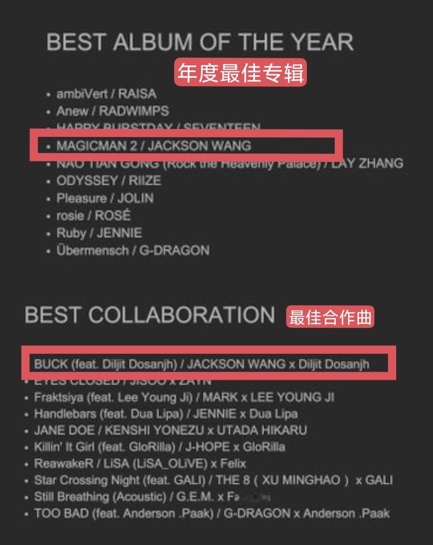 好牛的王嘉尔亚洲流行音乐大奖APMA2025获得六项提名：年度最佳专辑、年度最佳