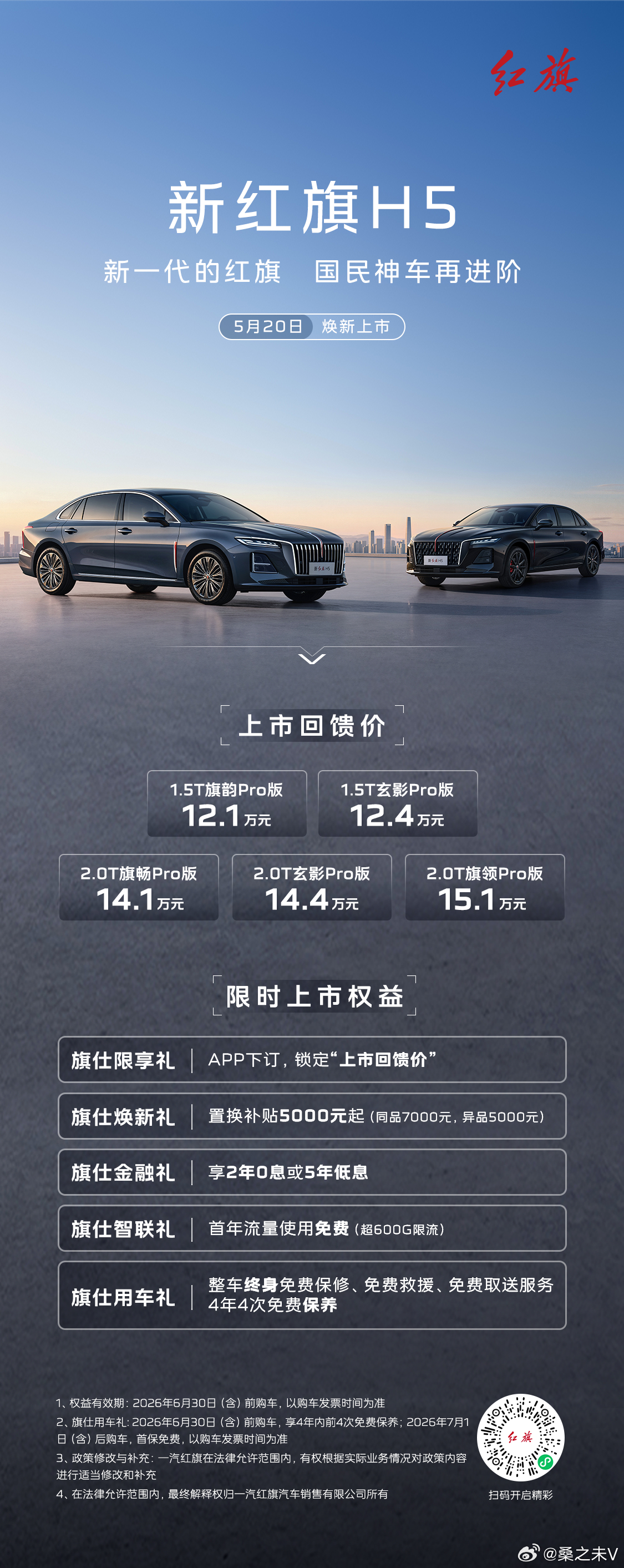 新红旗H5上市回馈价12.1万元 新红旗H5上市桑之未汽车行业观察