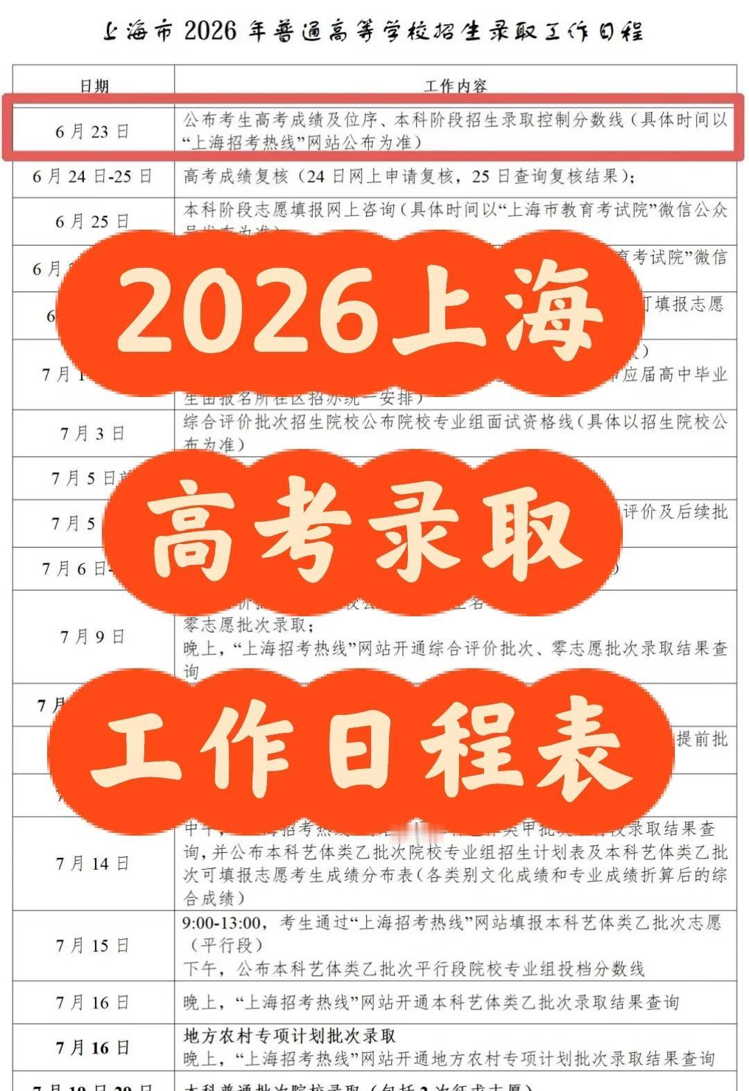 🅰️上海2026年高考录取招生工作日程表‼️
上海高中上海高考 上海中学 上海