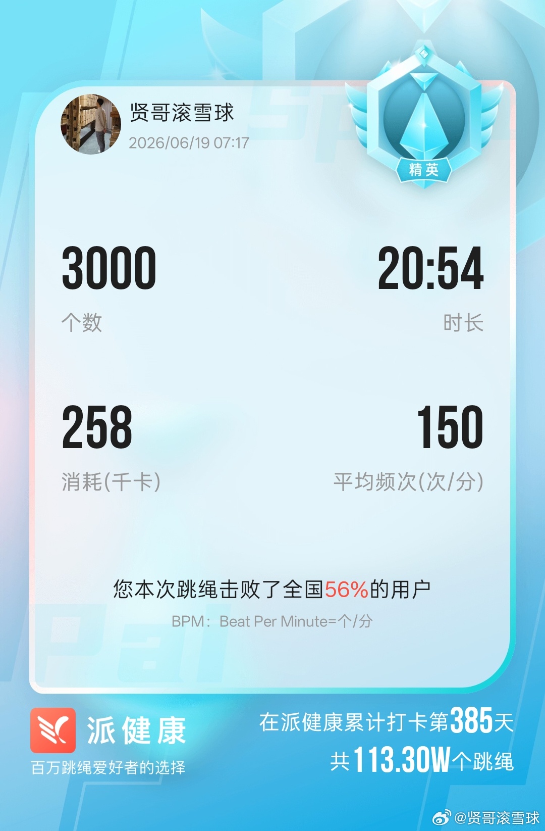 三天没跳绳，痒痒的~ 