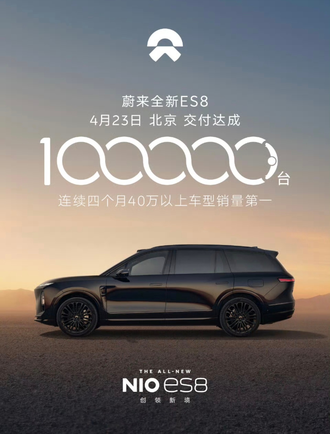 北京见证里程碑！今天，蔚来全新ES8第100000台正式交付，用时仅215天，刷