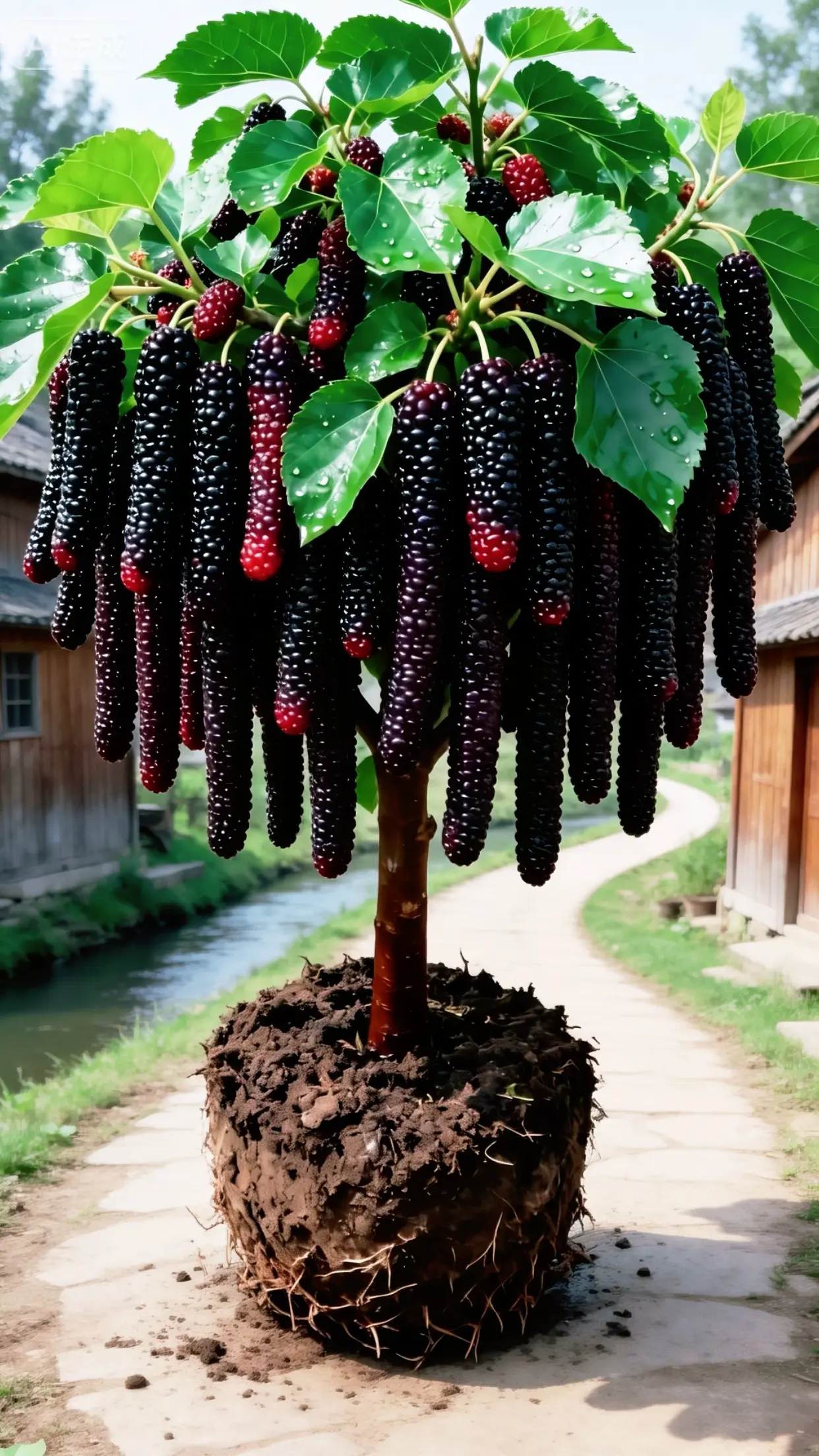 小院角落的长果桑葚，藏着初夏最清甜的浪漫。枝桠间垂挂的紫黑长果，像玛瑙...