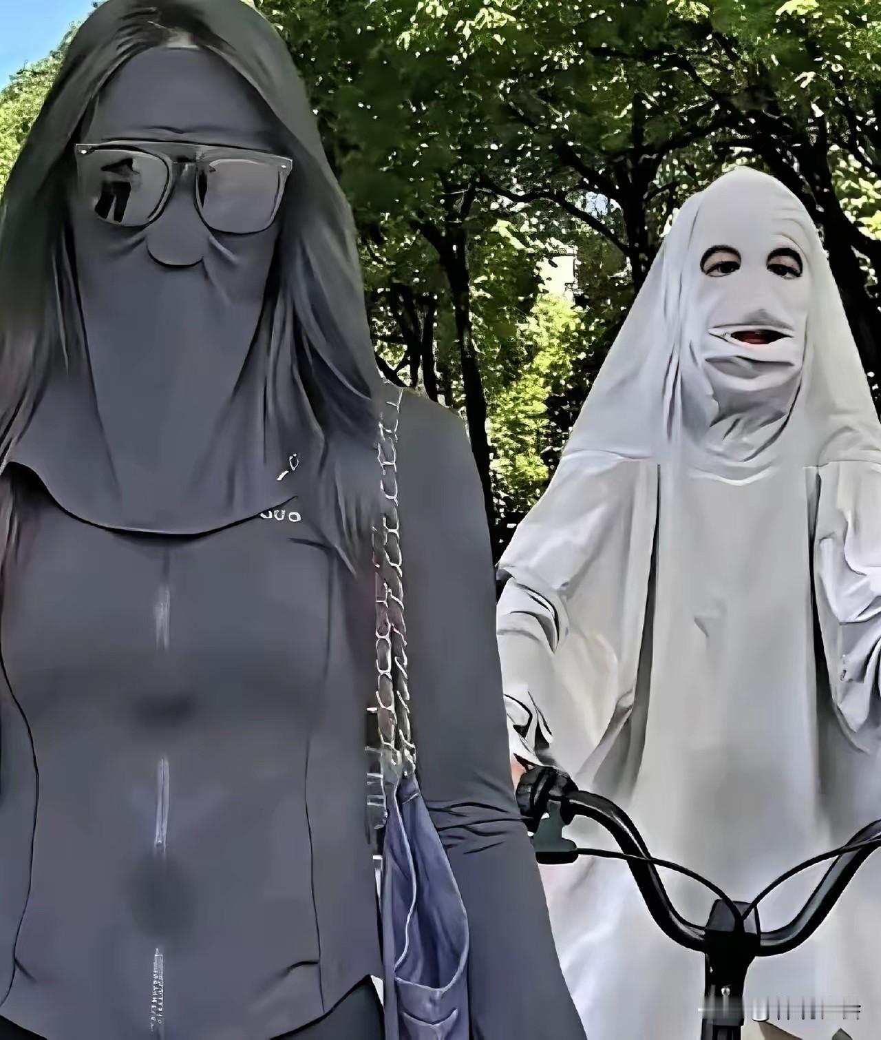 不露脸，只露鼻子、嘴和两只眼，这种防晒衣大家是否喜欢呢？
夏天到了，爱美的女孩子