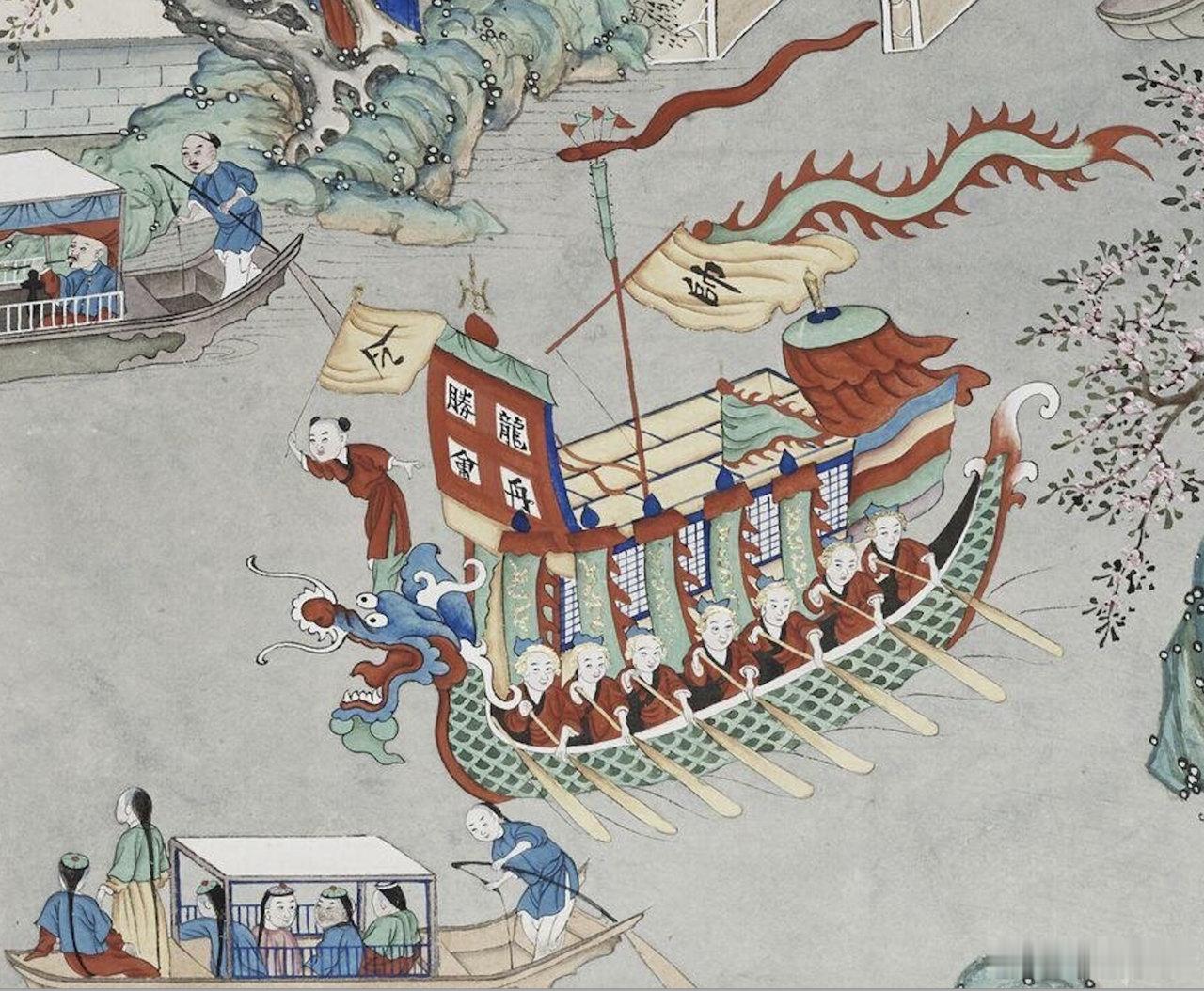 一幅英国博物馆藏画藏着宁波龙舟记忆 英国维多利亚与阿尔伯特博物馆藏有19世纪水彩