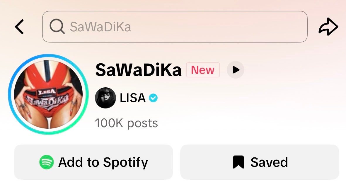 LISA[超话]Lisa空降成绩SaWaDiKa两个音频的使用数都已经突破 10