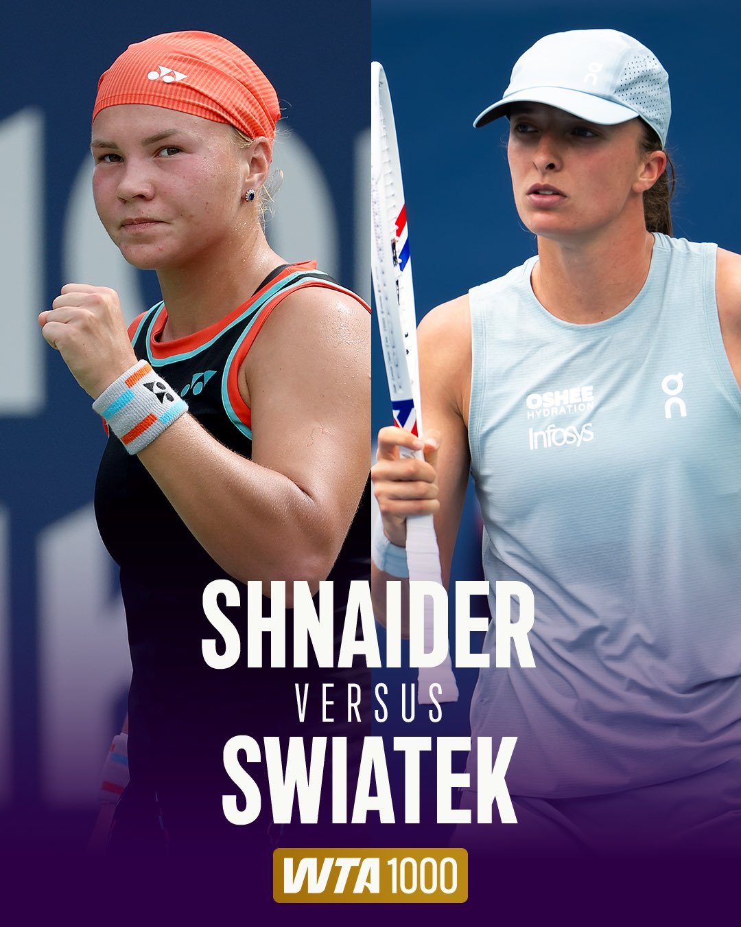 WTA1000多伦多站第一场1/4决赛开打斯瓦泰克对决施耐德，谁会拿到这张四强门