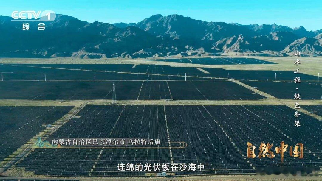 治沙界又添一员猛将瞧瞧巴彦淖尔沙漠的光伏板，利用充足日照发电，又悄悄减少水分蒸发