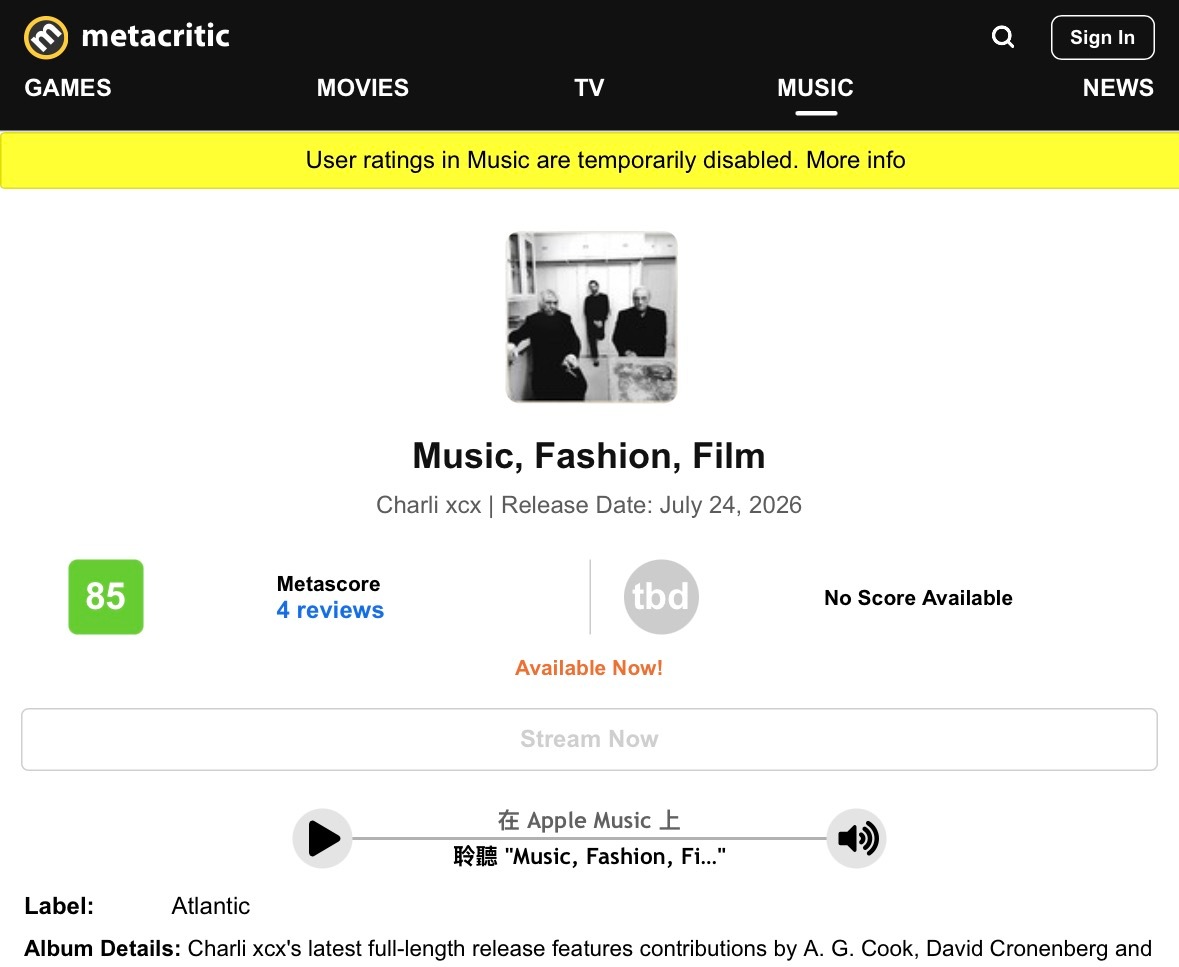 【乐评速递】Charli xcx 第七张录音室专辑『Music, Fashion